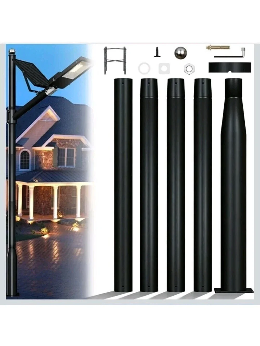 Street Light Pole 16 FT, Adjustable Heavy Duty Outdoor Metal Lamp...